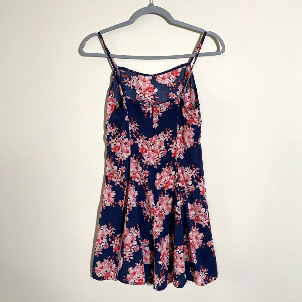 Forever 21 Women's Navy Blue Floral Short Dress Size Medium Festival Princess - Picture 3 of 9